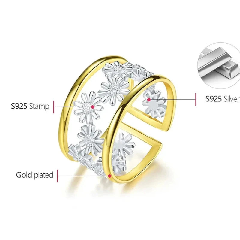 Beatrice Elegant Little Daisy Flower Adjustable Ring shineandjewe